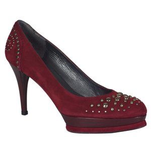 NEW Stuart Weitzman Studded Red Suede Stiletto Platform Pumps – Size 9.5 M